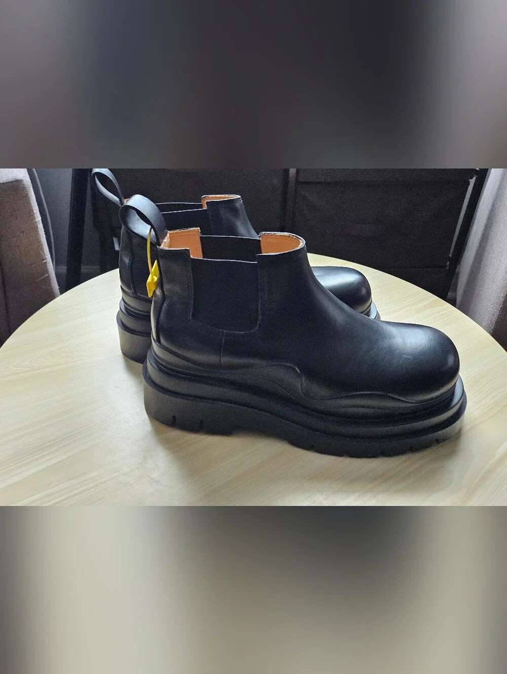 NB&BV Black Chunky Platform Chelsea Boots EU 45 US Men's 12 Pull On Lug Sole